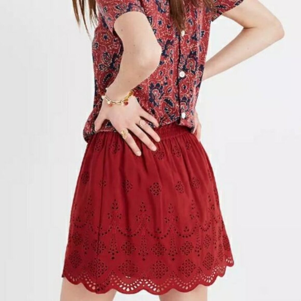 Boho eyelet skirt Madewell sz L festival prairie western rodeo cinnamon